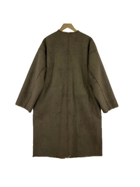 three dots ジャケット リバーシブル エコムートン コート ブラウン