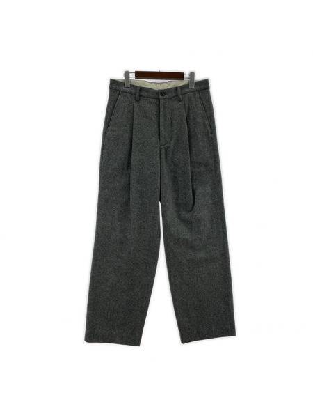 URU パンツ 25AW WOOL LIGHT TWEED 1 TUCK PANTS グレー (2)