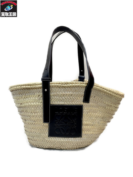 LOEWE アナグラムレザーパッチ バスケットバッグ ベージュ×ブラック