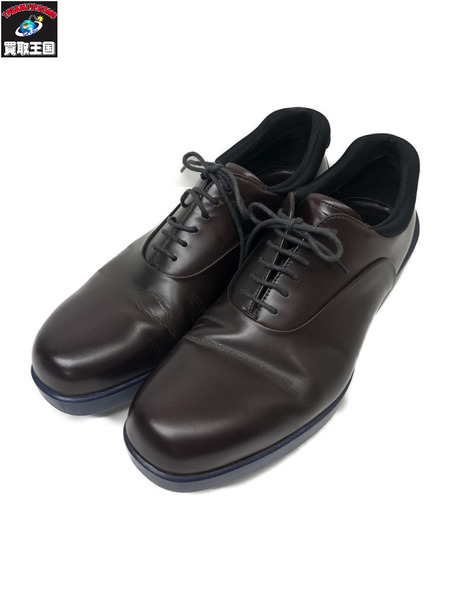 靴 PRADA レザーレースアップシューズ 茶青 (7)　2EG027