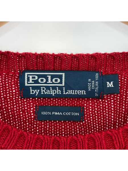 POLO RALPH LAUREN ニット・セーター cotton knit RED M