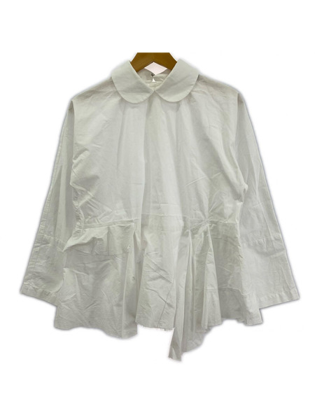 TAO COMME des GARCONS 長袖シャツ 23SS 綿ブロード丸襟七分袖ブラウス 白 (M)