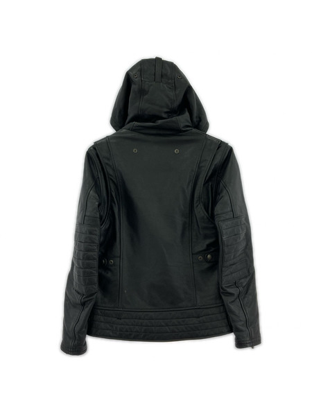 レザージャケット KADOYA/フード付キ/黒/M