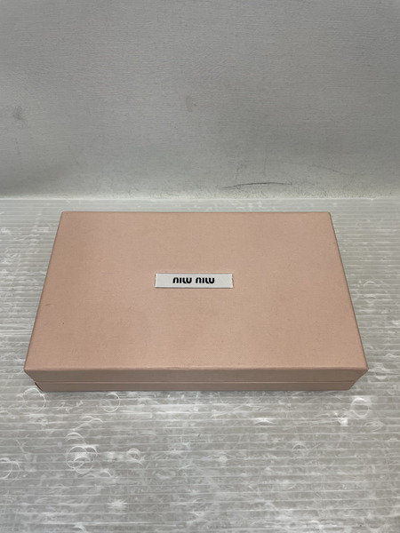 miumiu クロコ調 レザーロングウォレット ピンクブラウン