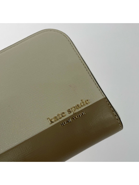 kate spade new york 長財布 L字ファスナー 長財布 ホワイト ベージュ