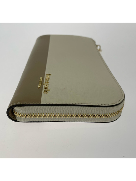 kate spade new york 長財布 L字ファスナー 長財布 ホワイト ベージュ