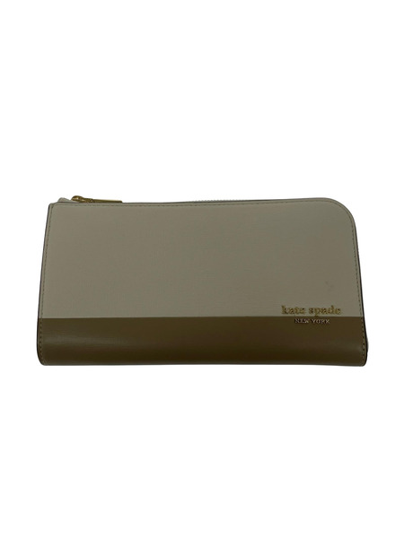 kate spade new york 長財布 L字ファスナー 長財布 ホワイト ベージュ