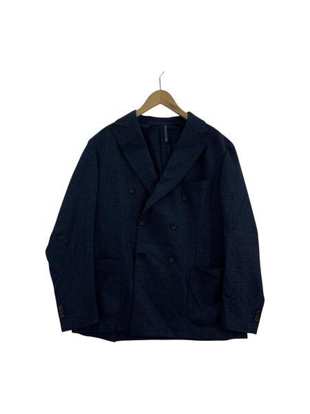 MONTEDORO ハウンドトゥース ダブルブレストジャケット 52 ネイビー