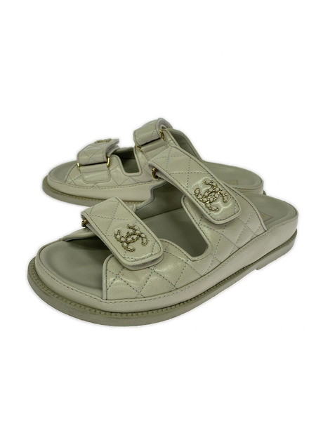 靴 CHANEL/ミュールサンダル/35C/グレーシュ/G45507