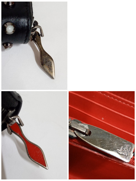 長財布 C.Louboutin スタッズラウンドファスナー長財布 黒