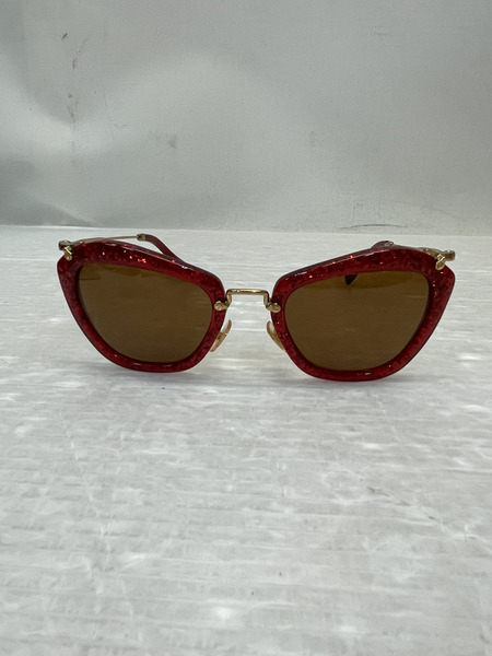 miumiu SMU 10N グリッターフレーム サングラス レッド 55□24