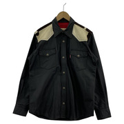 AERO LEATHER ハラコ切替レザーウエスタンシャツ ブラック （40）[値下]
