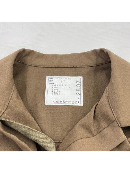 Sacai 長袖シャツ 22AW Suiting Layered Shirt 2807 SIZE:3 茶