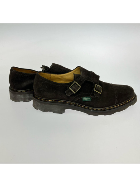 Paraboot VOGUE ダブルモンクストラップ スエード 茶 (4.5)