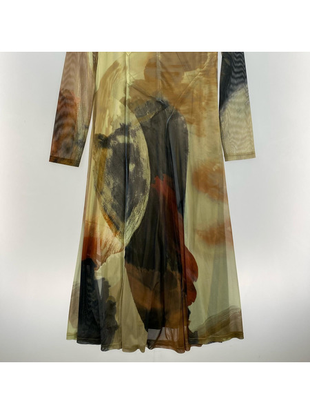 AMERI 長袖ワンピース ELIZABETH STAINED GLASS SHEER DRESS