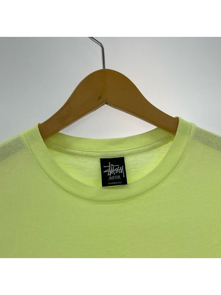 STUSSY 半袖Tシャツ・カットソー ロゴプリント 蛍光イエロー (M)