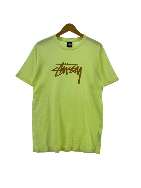 STUSSY 半袖Tシャツ・カットソー ロゴプリント 蛍光イエロー (M)