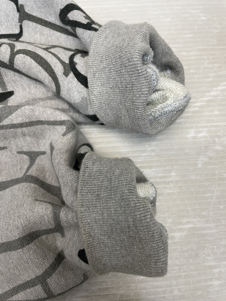 BALENCIAGA 19ss ロゴ総柄 アーチロゴ刺繍 ジップフーディ XS グレー BT75 578129