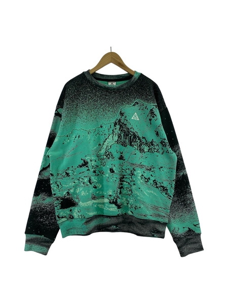 NIKE スウェット・トレーナー ACG 総柄 緑系/黒