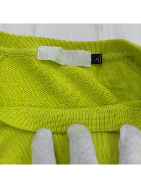 ROKIT NEON COLOR SWEAT SHIRT/胸刺繍クルーネックスウェット L ネオンイエロー[値下]