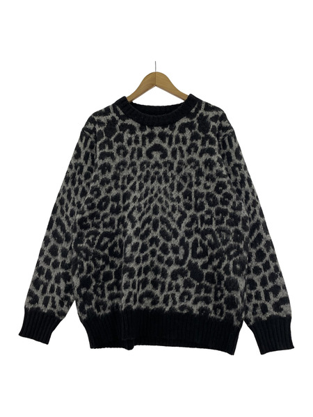 schott ニット・セーター レオパード柄 モヘアニットセーター