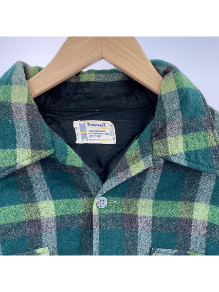 OLD・VINTAGE 長袖シャツ 60s~70s TOWNCRAFT ウール 緑