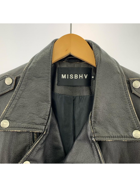 MISBHV 名作 バックプリント ダブルライダースジャケット M ブラック