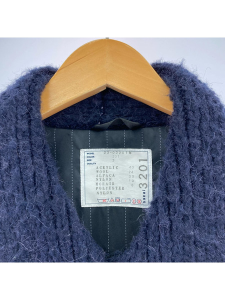 Sacai 23AW Jacquard Knit Blouson 2 紺 23-03201M