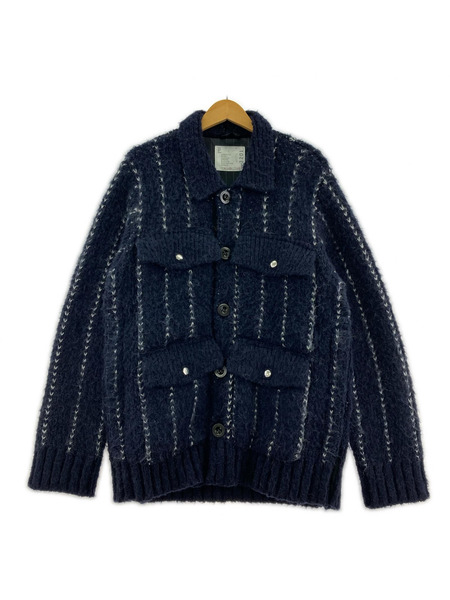 Sacai 23AW Jacquard Knit Blouson 2 紺 23-03201M