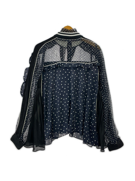 Sacai チュニック 19ss ポルカドット シフォンブラウス (1) ネイビー