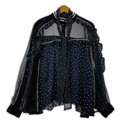 Sacai チュニック 19ss ポルカドット シフォンブラウス (1) ネイビー