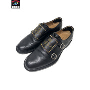 GUCCI ダブルモンクストラップ ビースタッズ シューズ 黒 (7.5)　452562[値下]