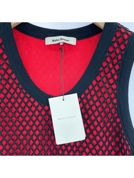 WALES BONNER タンクトップ Record Mesh Tank Top 'Red' L