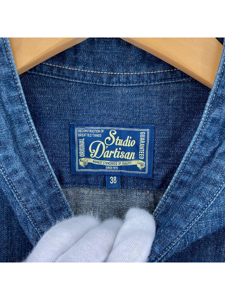 STUDIO D'ARTISAN 長袖シャツ デニムバンドカラーシャツ
