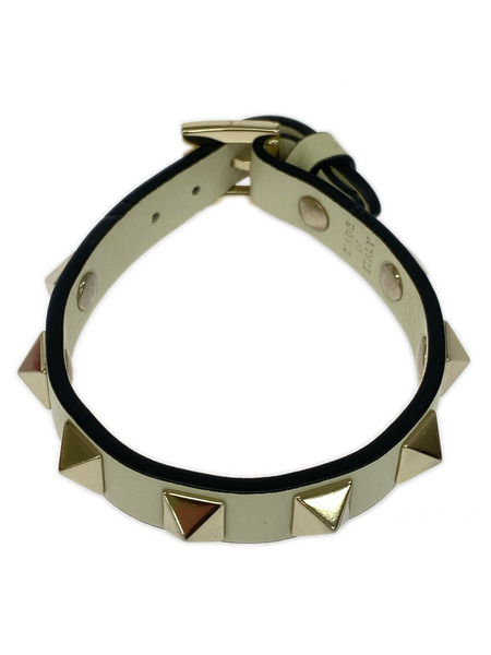 VALENTINO GARAVANI ブレスレット・バングル ホワイトレザー スタッズバングル