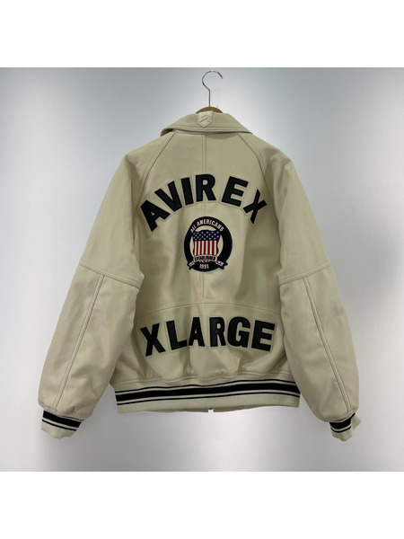 XLARGE x AVIREX フェイクレザージャケット M アイボリー