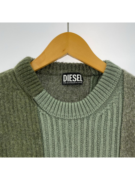 DIESEL ニット・セーター マルチパターンニット オリーブ
