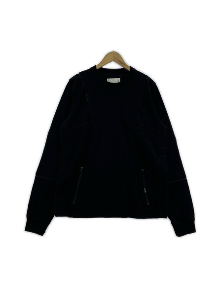 Sacai REBUILD ZIP POCKET COTTON L/S T-SHIRT 4 ブラック