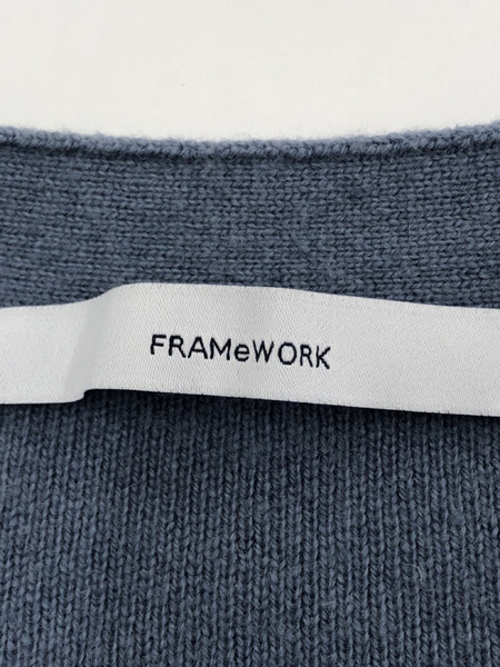 FRAMeWORK Wool Wカーディガン くすみブルー size:F[値下]