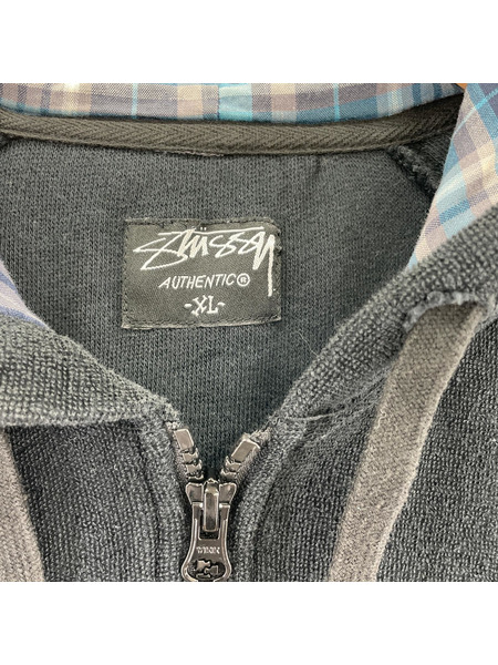 STUSSY パーカー パイル地パーカー/ブラック