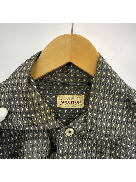 OLD・VINTAGE 長袖シャツ 50s ダイヤ柄 ボックスシャツ (16-16.5) グレー系[値下]