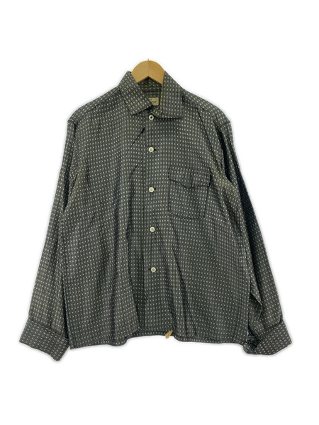 OLD・VINTAGE 長袖シャツ 50s ダイヤ柄 ボックスシャツ (16-16.5) グレー系[値下]