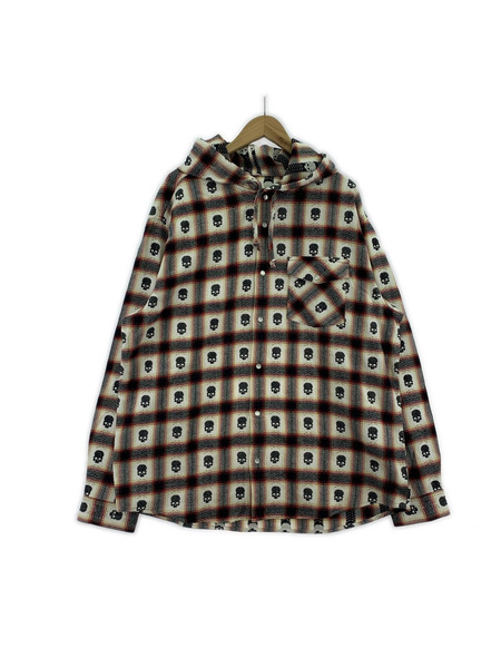 Supreme×Number (N)ine 25AW Hooded Flannel Shirt White XL