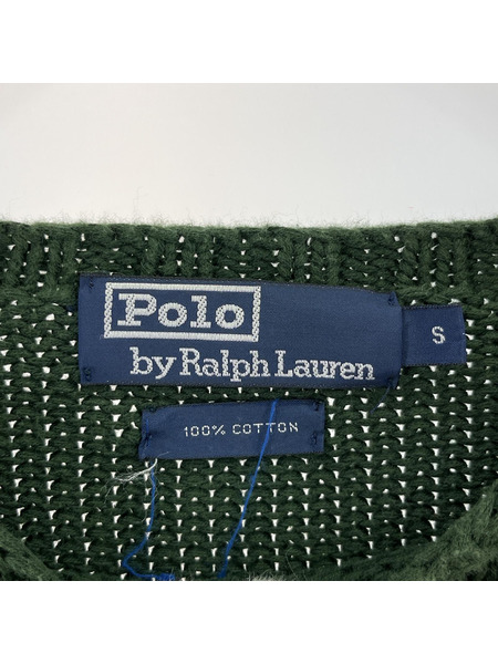 POLO RALPH LAUREN ニット・セーター 星条旗 コットンニットセーター 緑 (S)[値下]