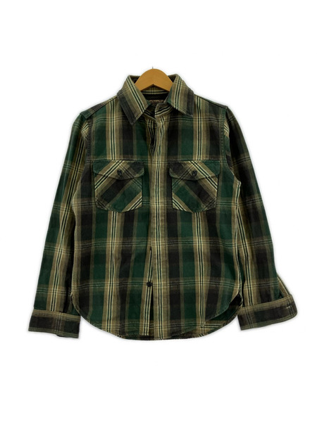 DELUXE 長袖シャツ チェック ヘビー グリーン
