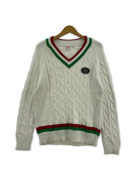 Supreme ニット・セーター ×LACOSTE Tennis Sweater WHT (M)[値下]