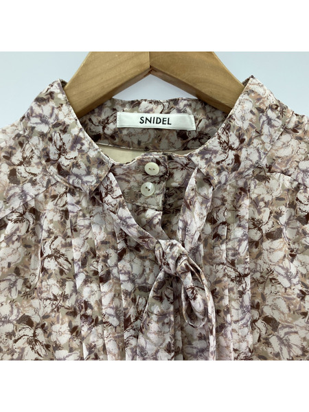 snidel 長袖ワンピース Sustainaプリントプリーツワンピ/ピンク