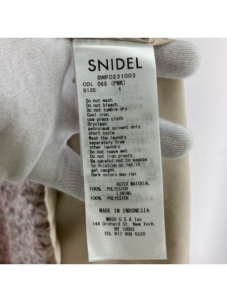 snidel 長袖ワンピース Sustainaプリントプリーツワンピ/ピンク