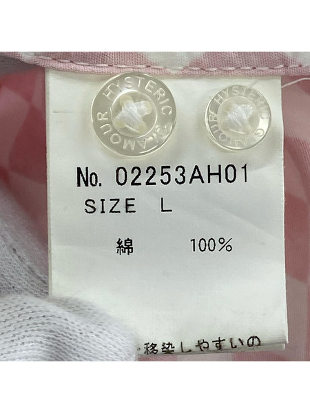 HYSTERIC GLAMOUR 長袖シャツ 02253AH01 BAD GIRL CLUB L ピンク白