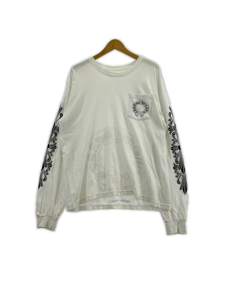 CHROME HEARTS Horse Shoe L/S T-Shirt ホースシュー フローラルクロス L 白